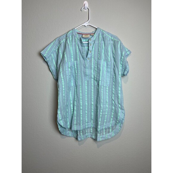 Maeve Tops - Maeve Anthropologie Shirt Womens Small Blue Green Stripe‎ Henley Tunic Dolman